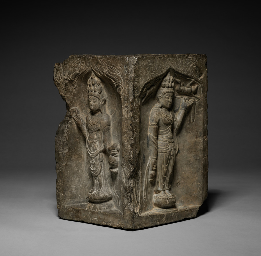 Corner Stone with Two Eleven-Headed Guanyin by Unknown Artist (650), stone at Cleveland Museum of Art
