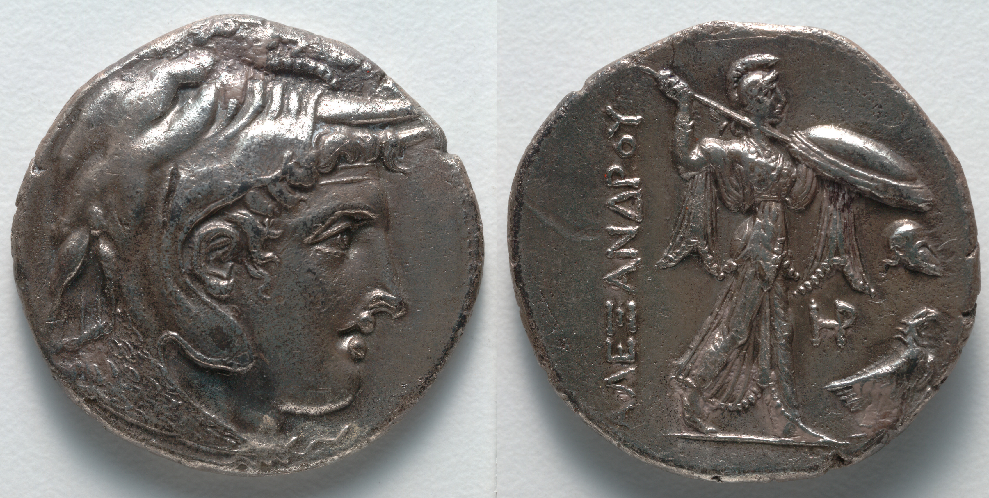 Tetradrachm: Head of Alexander III [The Great] (obverse); Athena