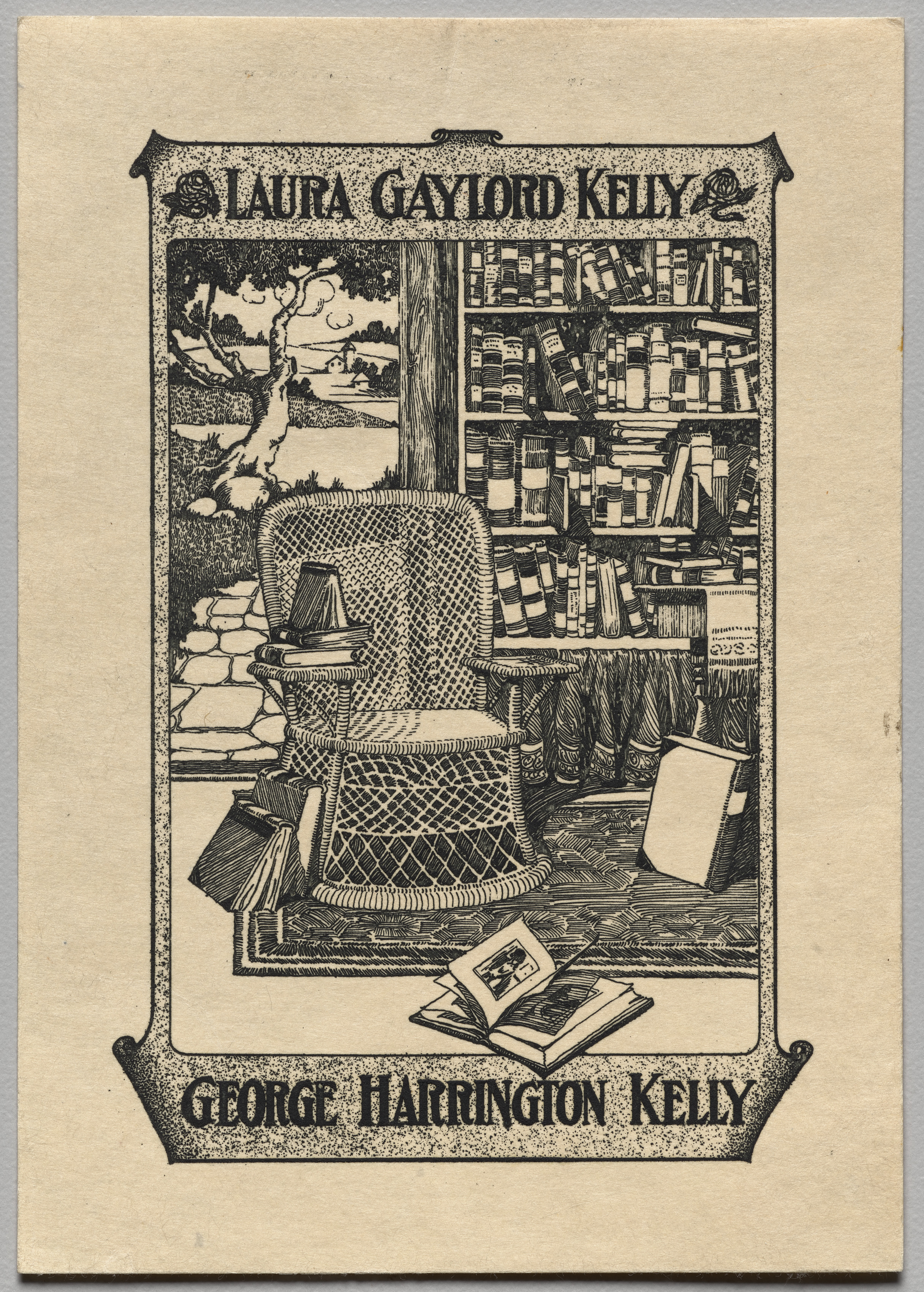 Unknown artist, Bookplate: George Harrington Kelly and Laura Gaylord Kelly