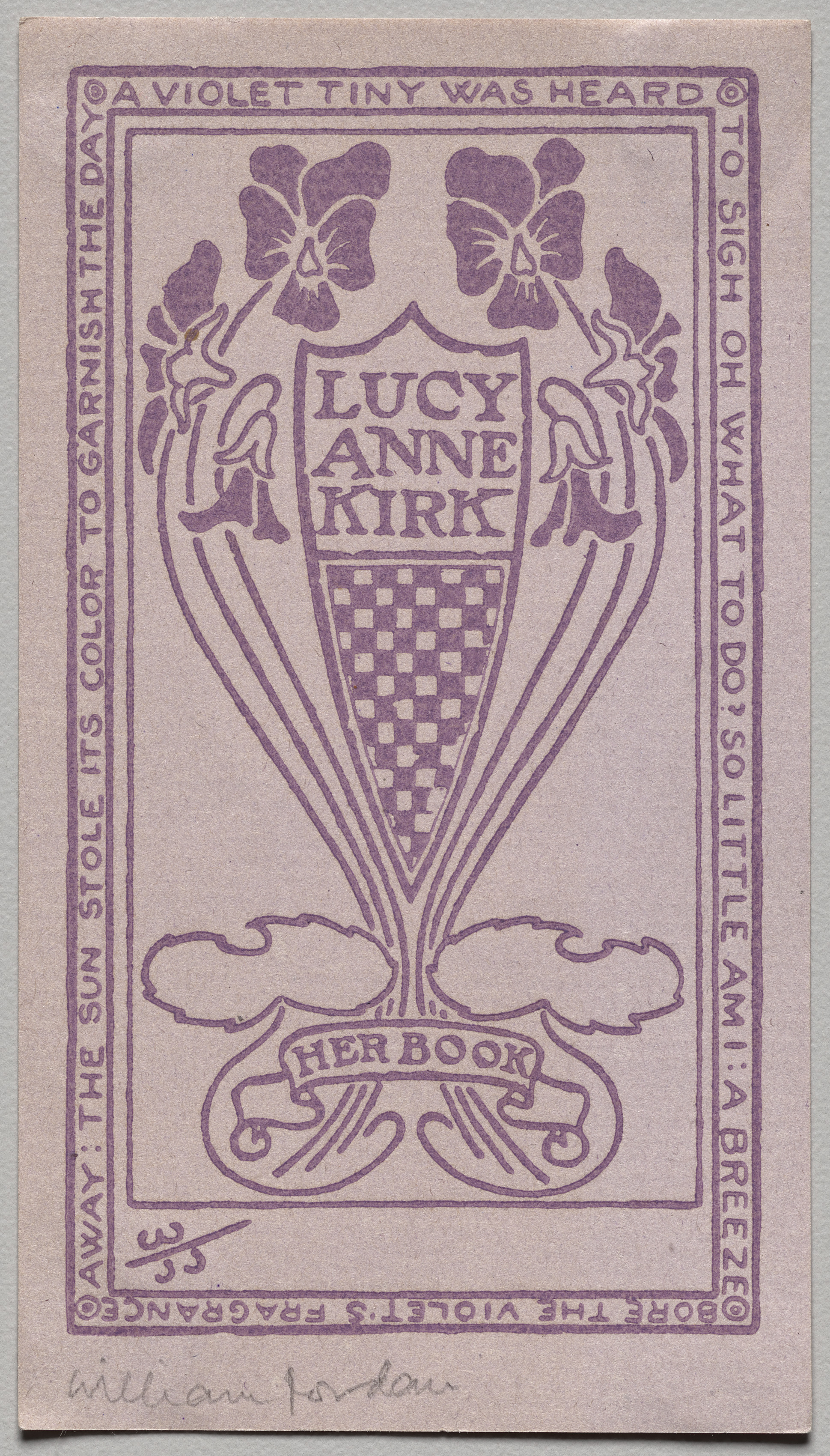 Unknown artist, Bookplate: Lucy Anne Kirk