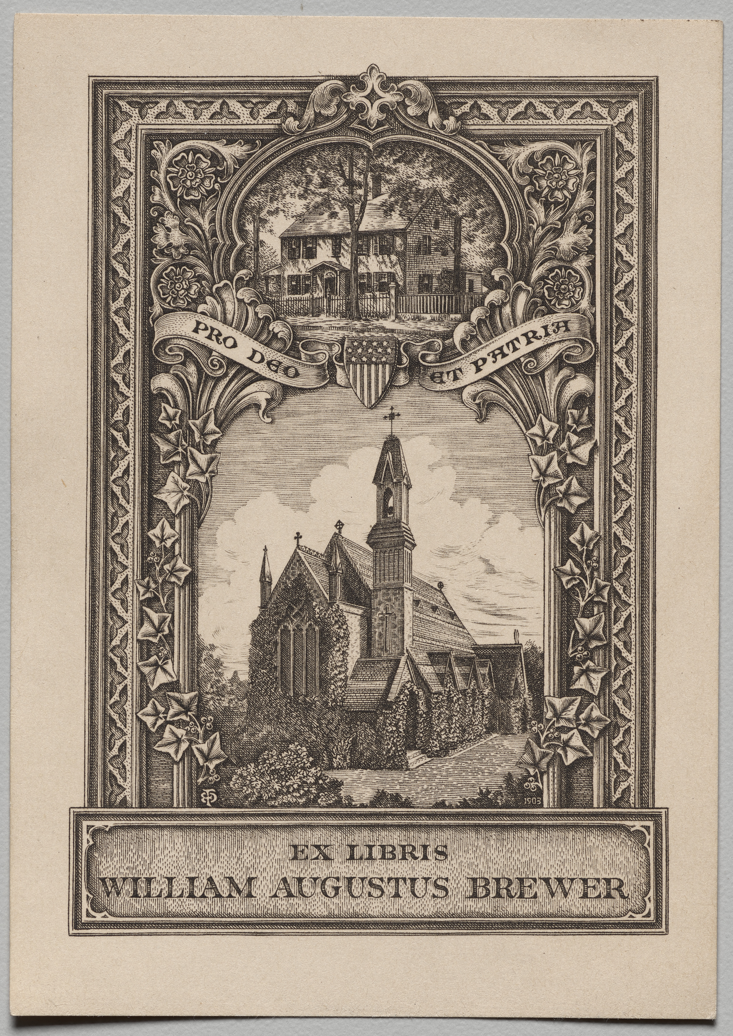Unknown artist, Bookplate: William Augustus Brewer