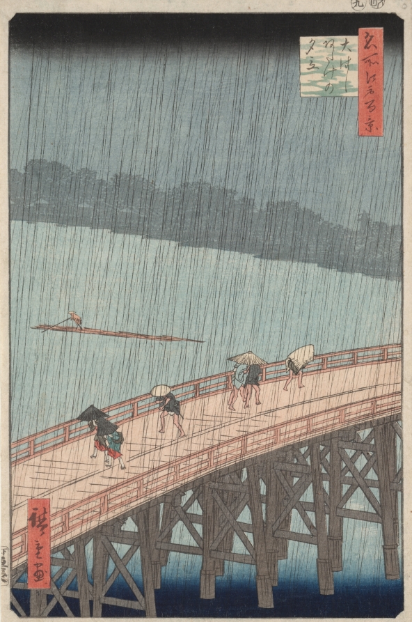 Sudden Shower over Shin-Ōhashi Bridge and Atake, from One Hundred