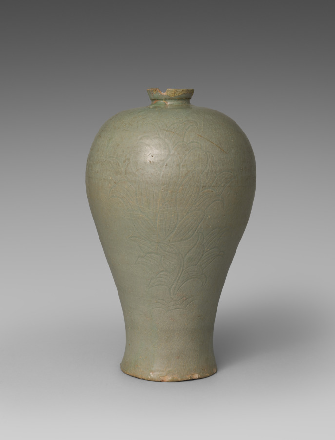 Prunus Vase with Incised Peony Design