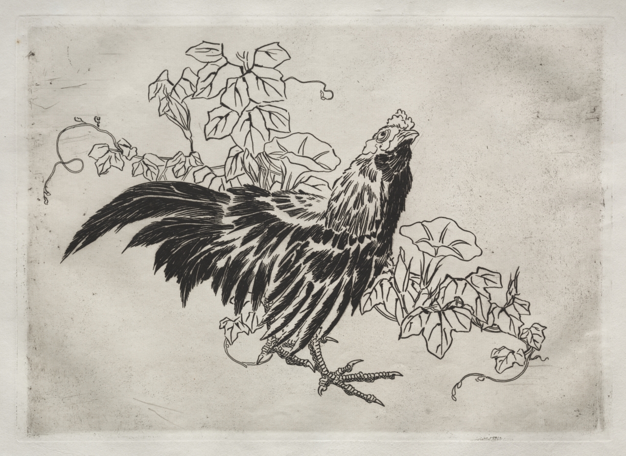 Dinner Service (Rousseau service): Rooster and morning glories (no. 25)