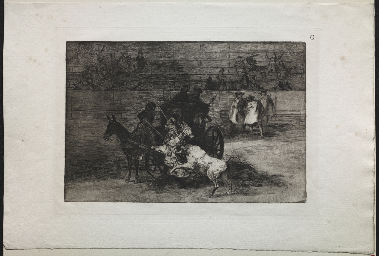 Bullfights:  Fight in a Carriage Harnessed to Two Mules