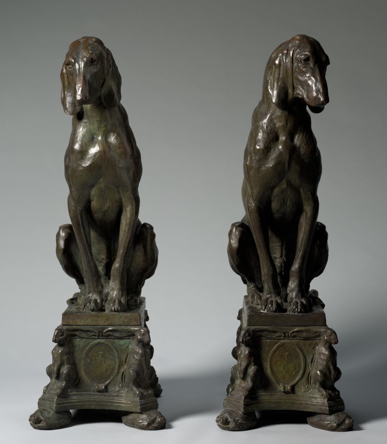 Pair of Hounds by Charles Cary Rumsey (1912), bronze andirons at Cleveland Museum of Art