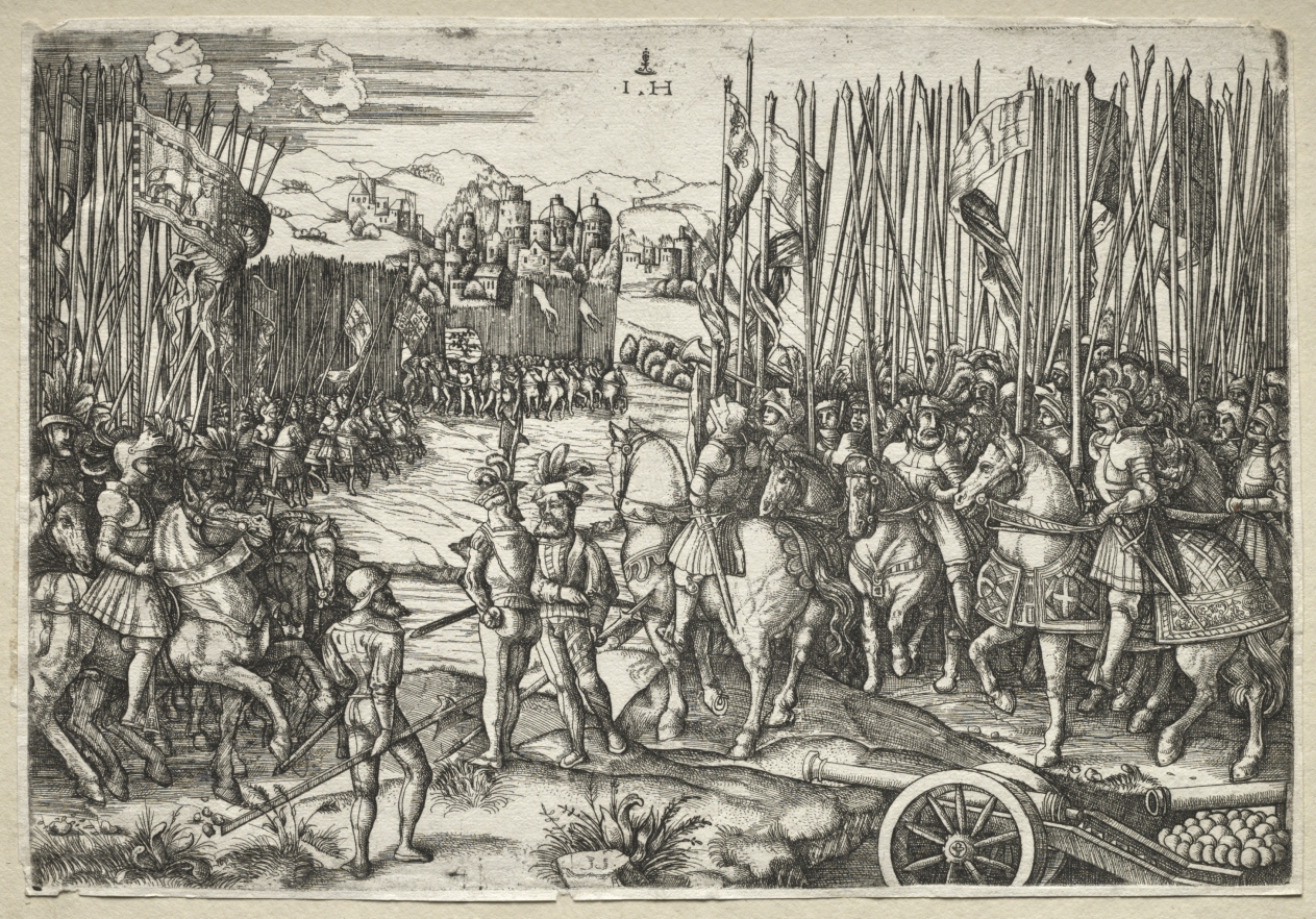 Two Armies preparing for battle by Hieronymus Hopfer