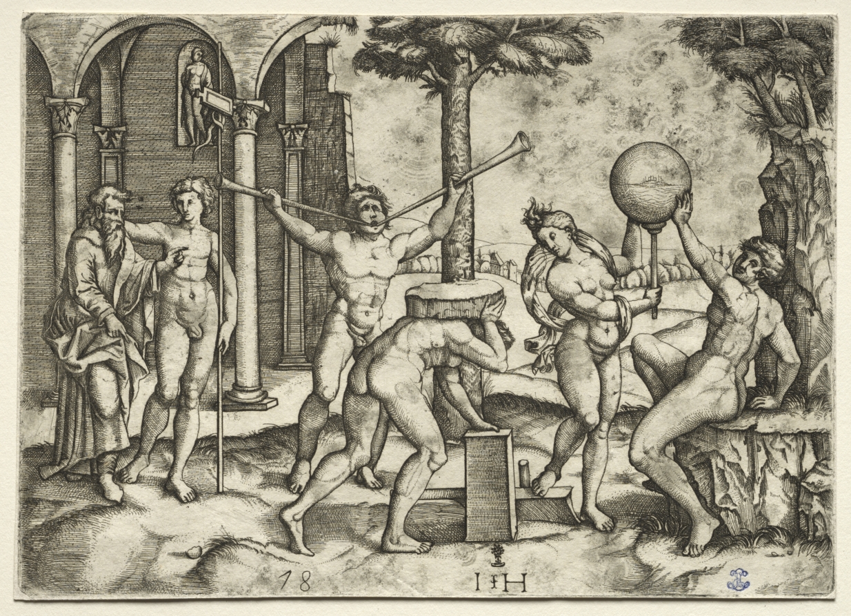 Man with Two Trumpets by Hieronymus Hopfer