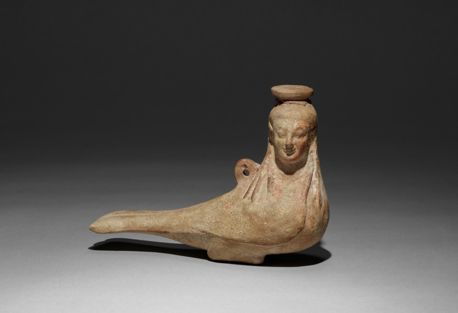 Siren-Shaped Perfume Flask by Unknown Artist (-600), terracotta at Cleveland Museum of Art