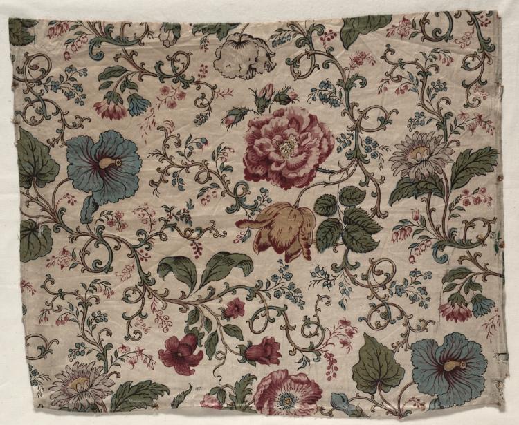 Woodblock Printed Chintz Fragment
