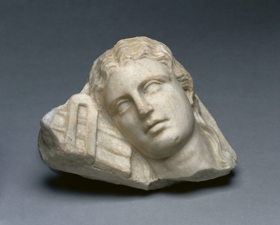 Head of a Woman Holding a Sistrum by Unknown Artist (-150), marble at Cleveland Museum of Art