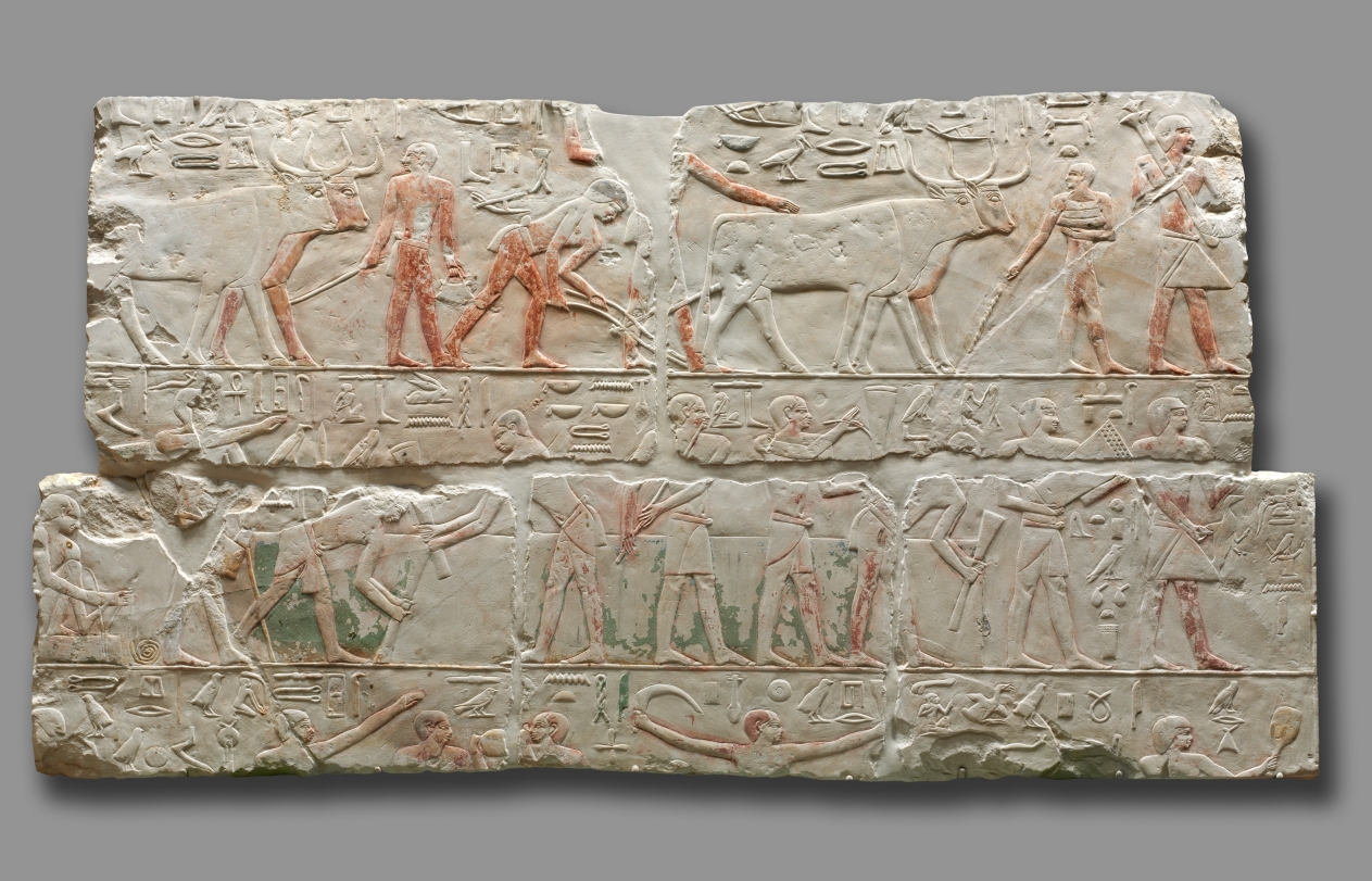 Relief of Agricultural Scenes by Unknown Artist (-2311), painted limestone at Cleveland Museum of Art