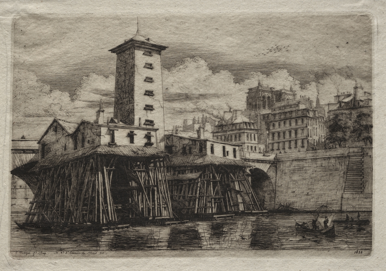 Etchings of Paris:  The Notre Dame Pump