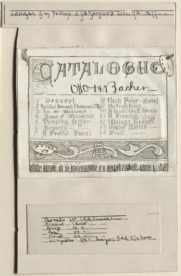 Catalogue of My Paintings at J. W. Sargents, Cleveland, December 17th, 1877