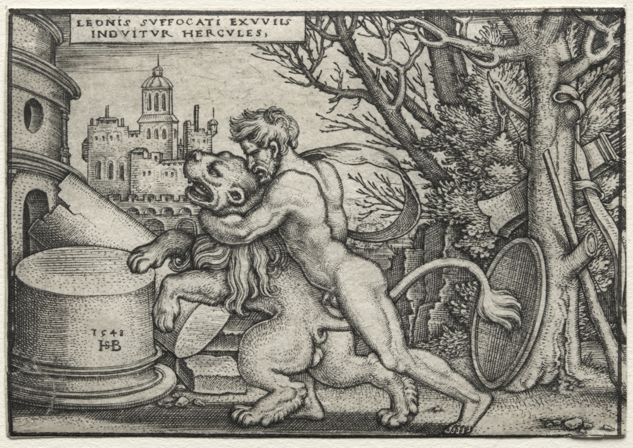 The Labors of Hercules:  Hercules Strangling the Nemean Lion