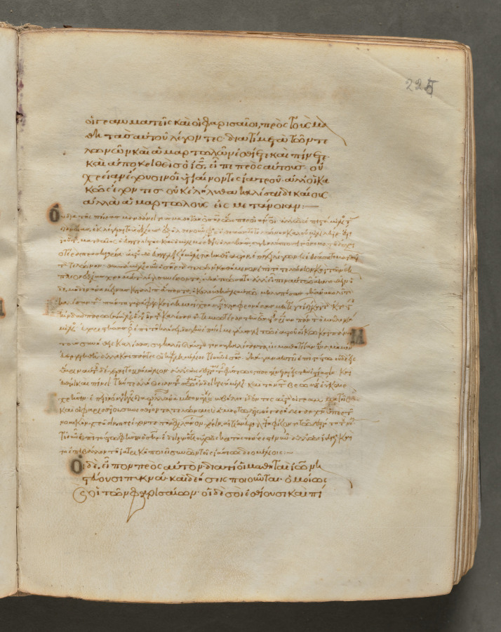 Text, folio 225 (recto), from a Gospel Book with Commentaries