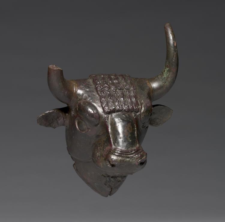 Bull Head Attachment by Unknown Artist (-700), bronze at Cleveland Museum of Art
