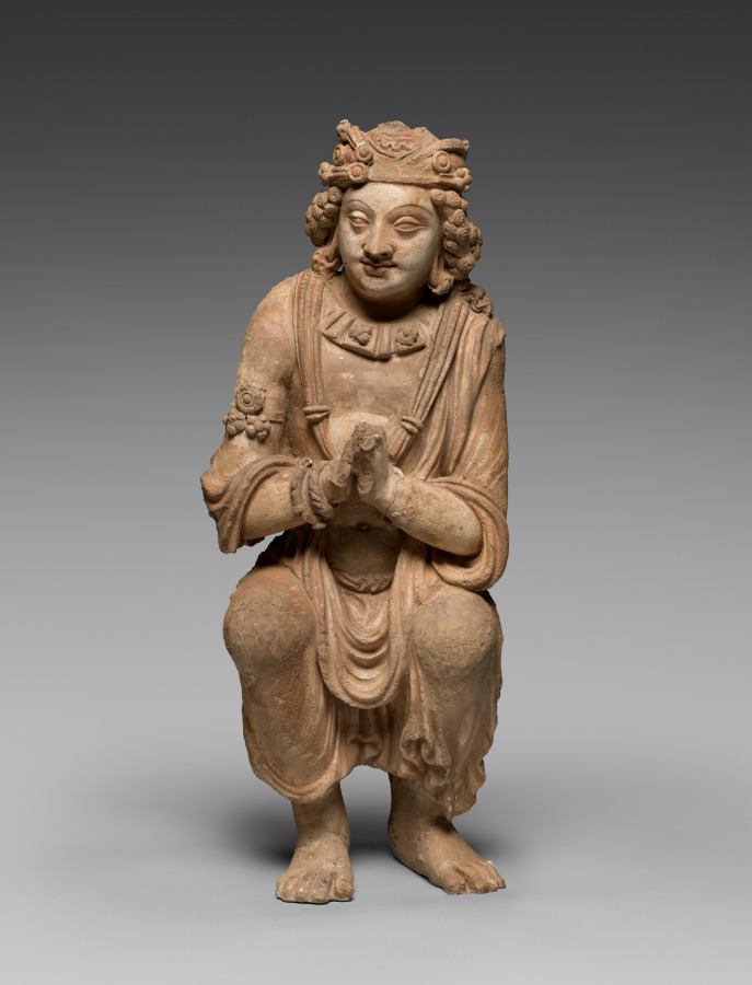 Adoring Attendant from a Buddhist Shrine by Unknown Artist (300), stucco at Cleveland Museum of Art