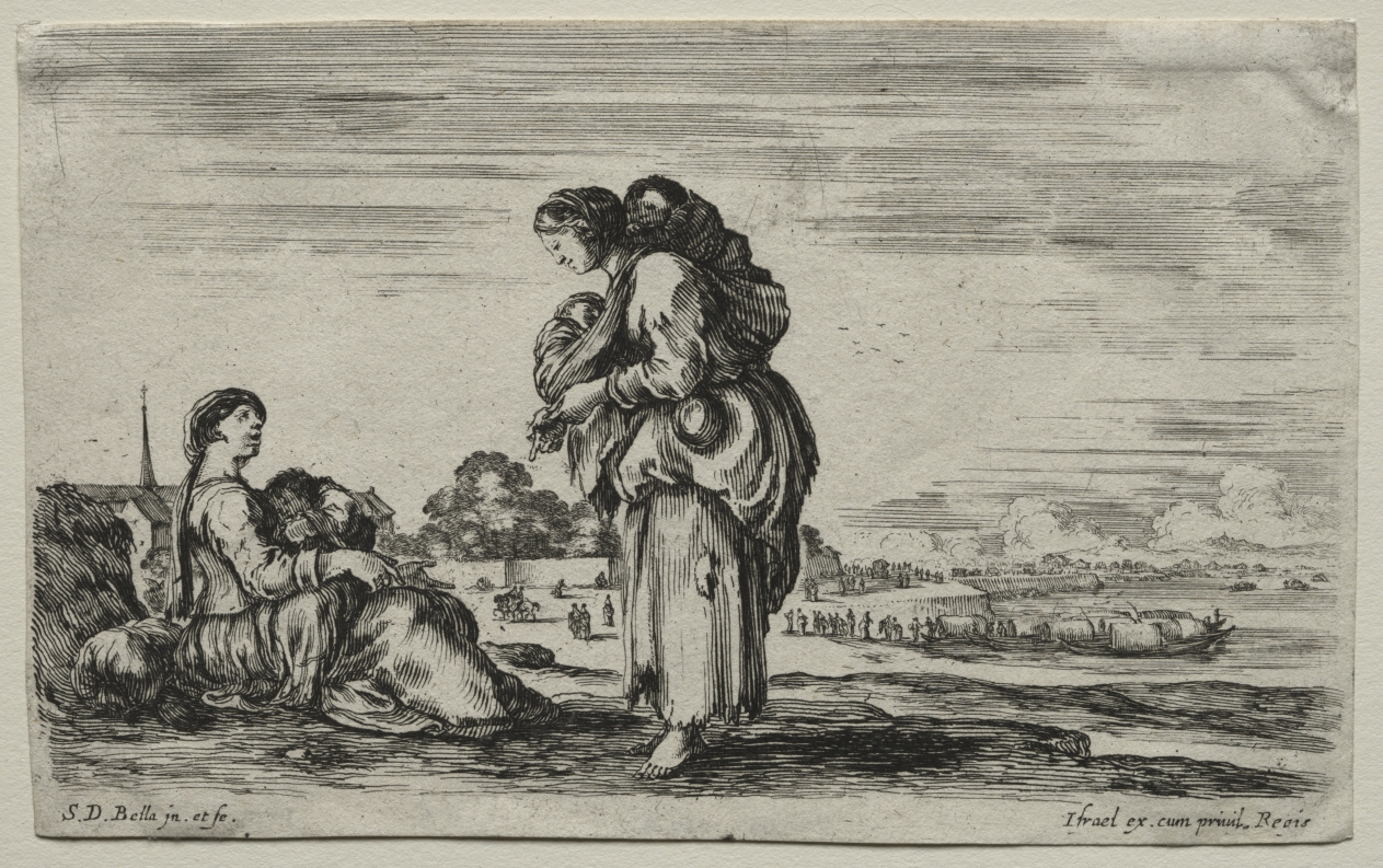Various Figures and Landscapes:  Two Mothers Chatting Together