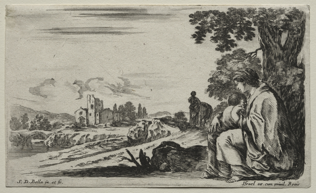 Various Figures and Landscapes:  A Poor Nurse Seated under a Tree