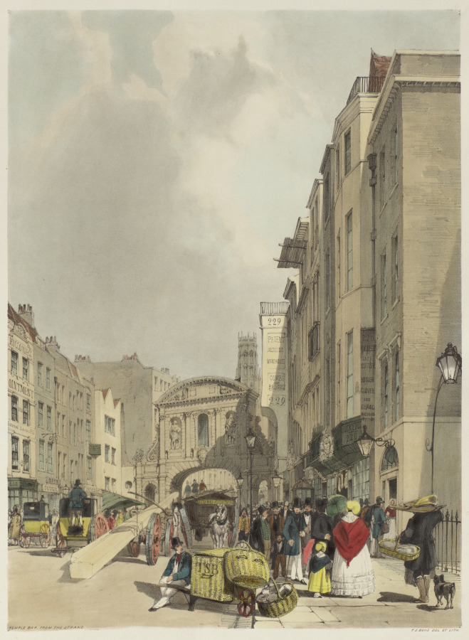 London As It Is:  Temple Bar, from the Strand