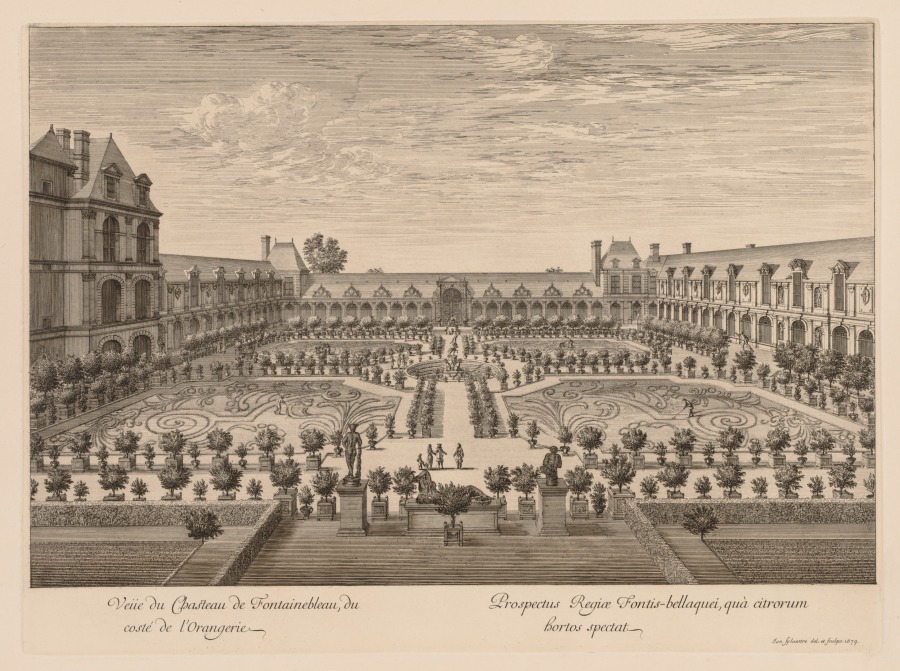 Vue du Château de Fontainebleau, du côté de l'Orangerie by Israel Silvestre