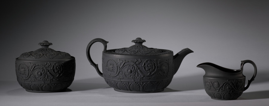 Pair of Teapots and Creamer Set 