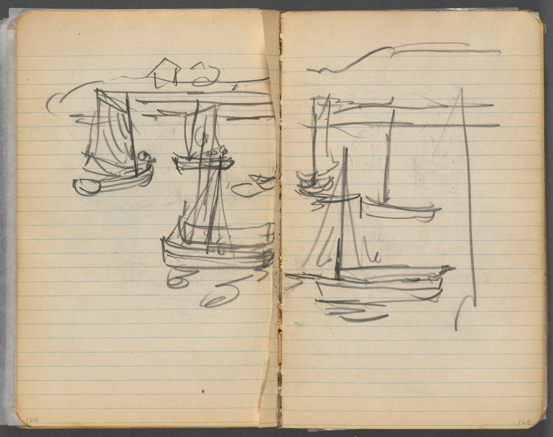 Sketchbook, page 124 & 125: Sailboats 