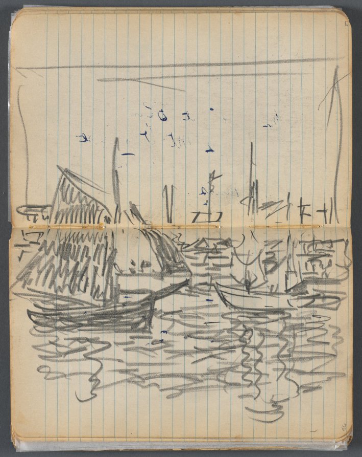 Sketchbook, page 056 &57: View of Sailboats 