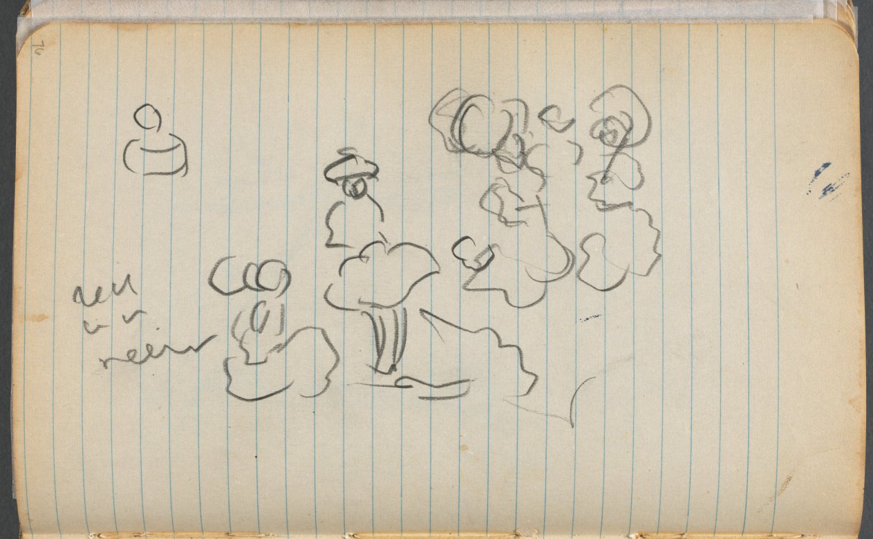 Sketchbook, page 076: Figures with Notes 