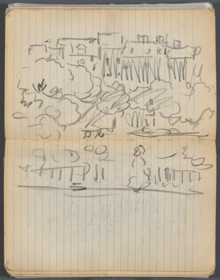 Sketchbook, page 080 & 81: Landscape with Figures and Houses 