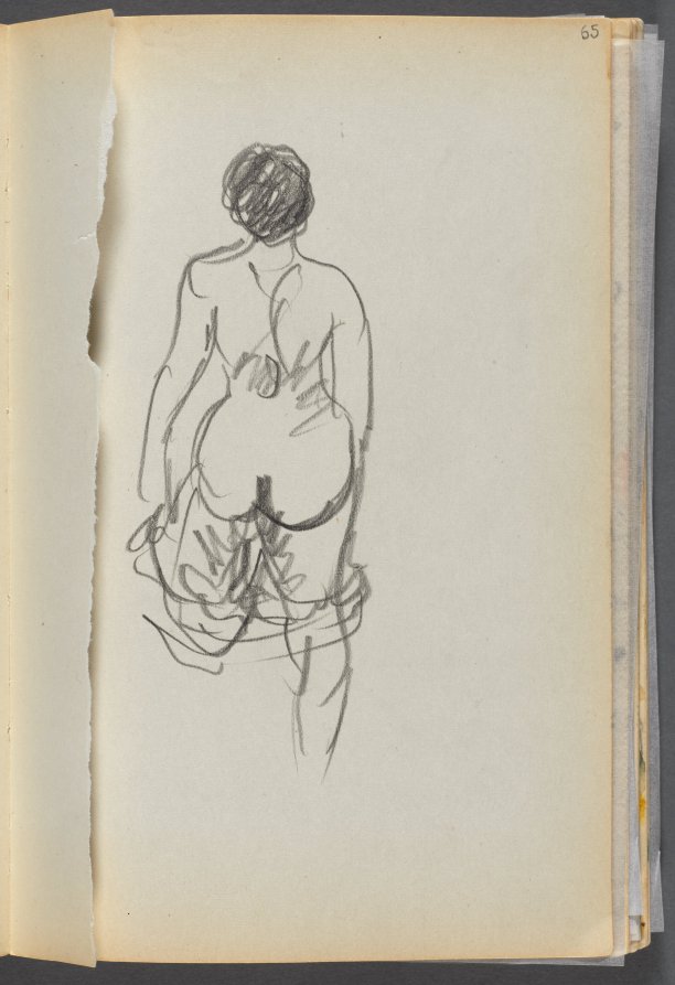 Sketchbook- The Granite Shore Hotel, Rockport, page 065: Nude Female seen from behind 