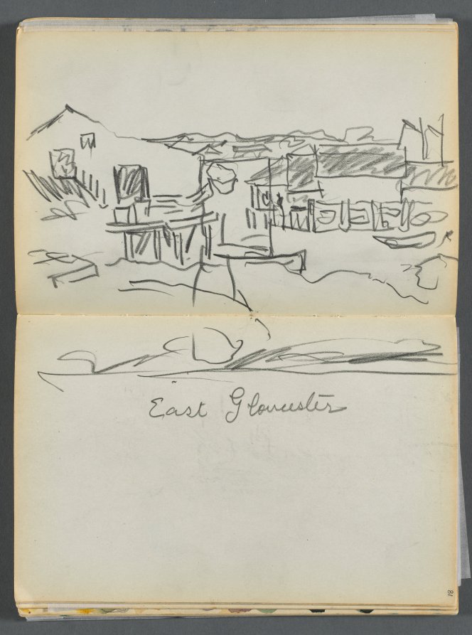 Sketchbook- The Granite Shore Hotel, Rockport, page 080 & 81: "East Gloucester" 