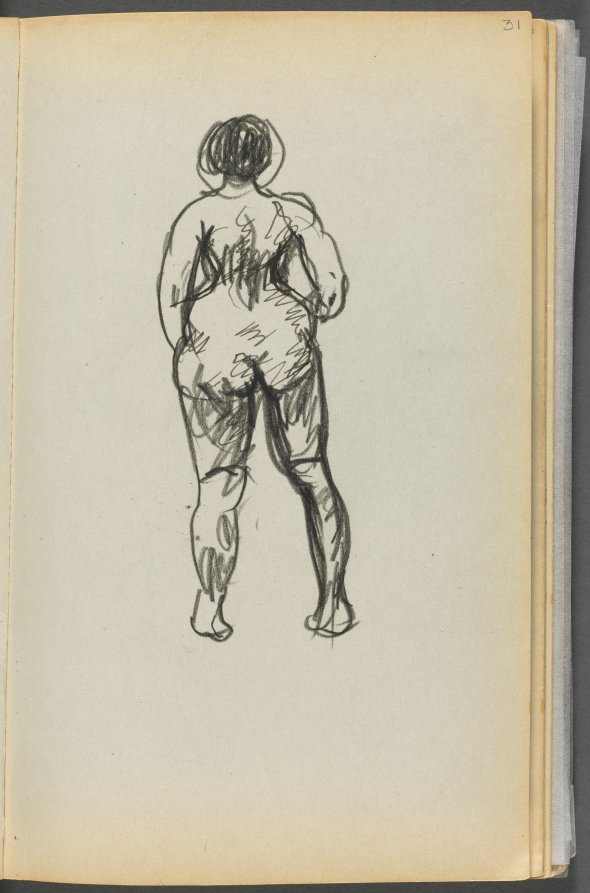 Sketchbook- The Granite Shore Hotel, Rockport, page 031: Female Nude seen from the back 