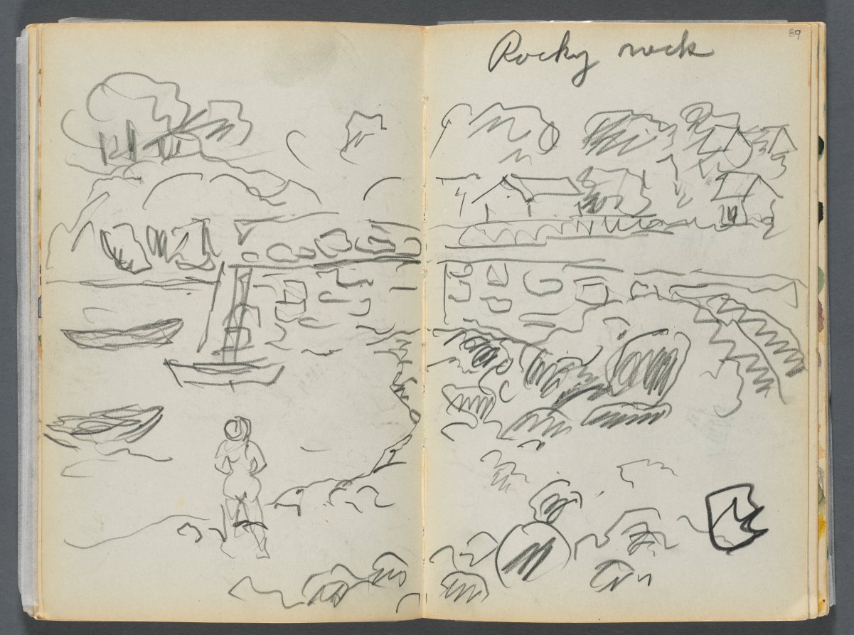 Sketchbook- The Granite Shore Hotel, Rockport, page 088 & 89: "Rocky Neck" 