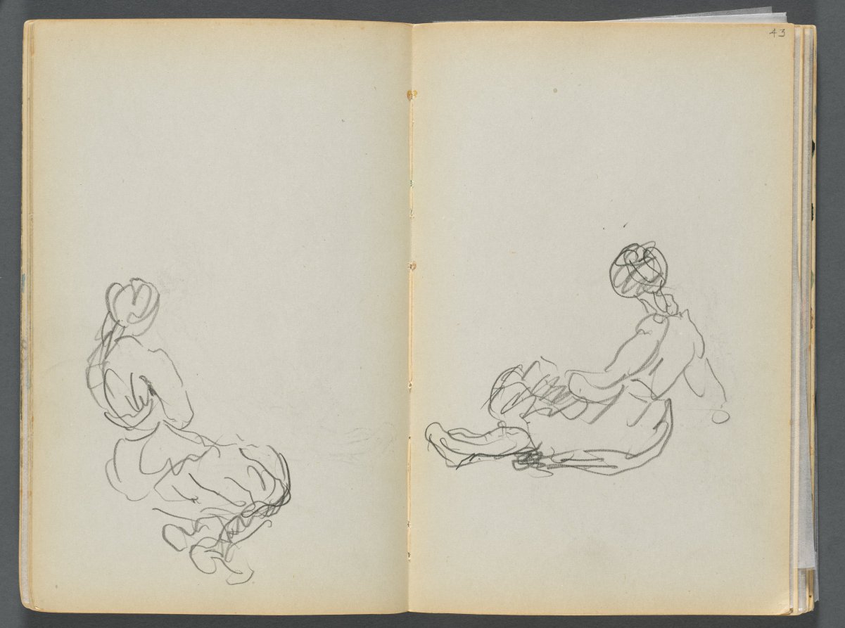 Sketchbook- The Granite Shore Hotel, Rockport, page 042 & 43: Two Seated Female Figures 