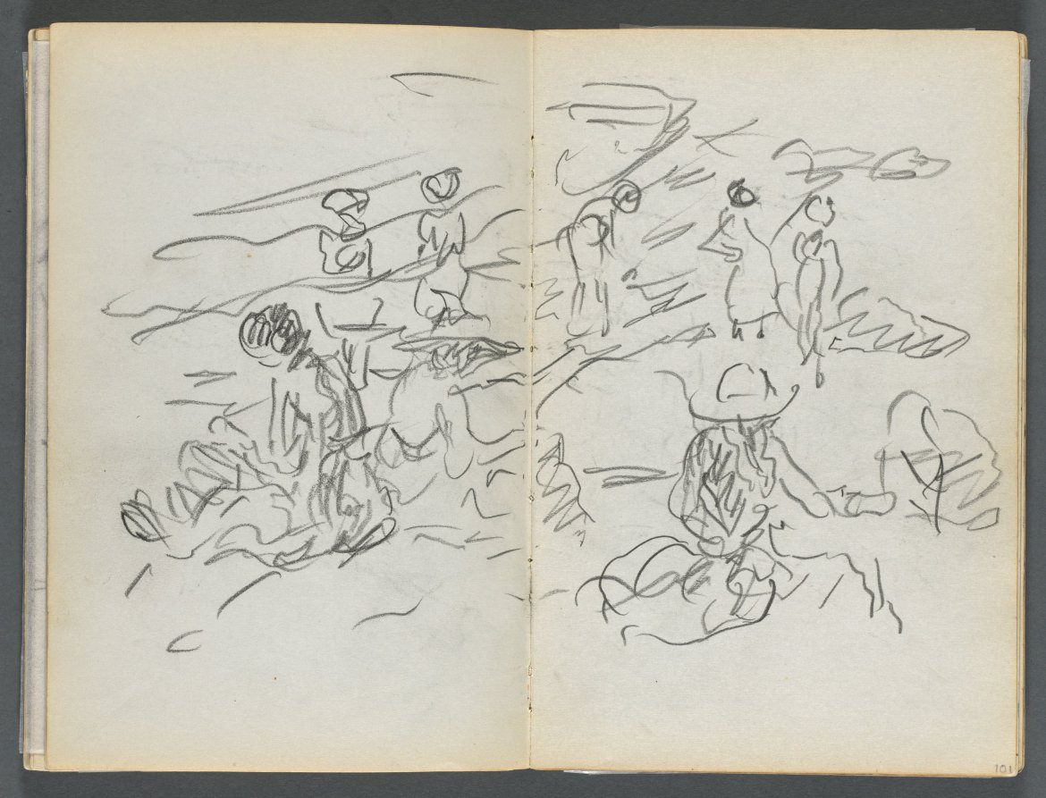 Sketchbook, The Dells, N° 127, page 100 & 101: Figures on a Beach