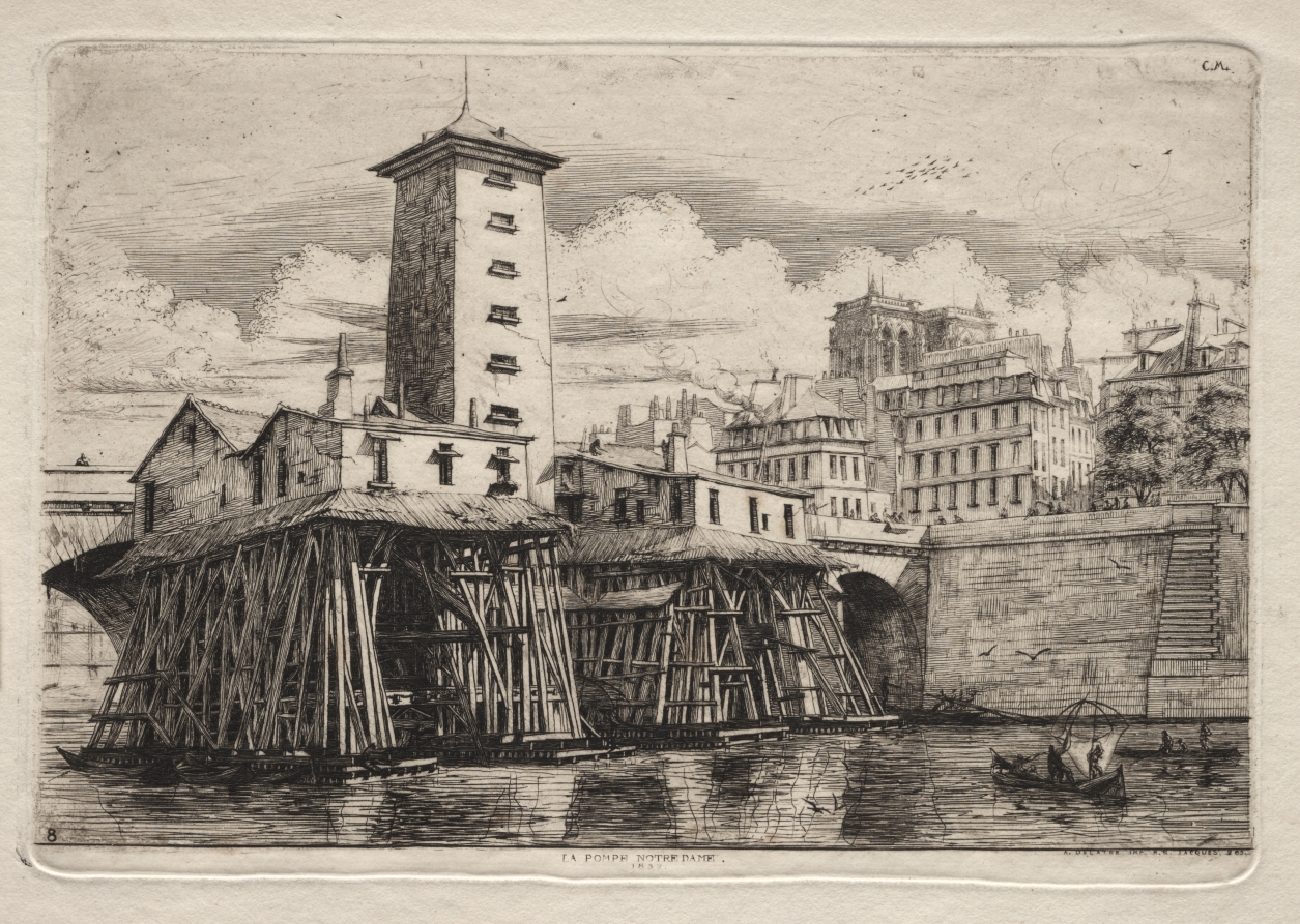 Etchings of Paris:  The Notre Dame Pump