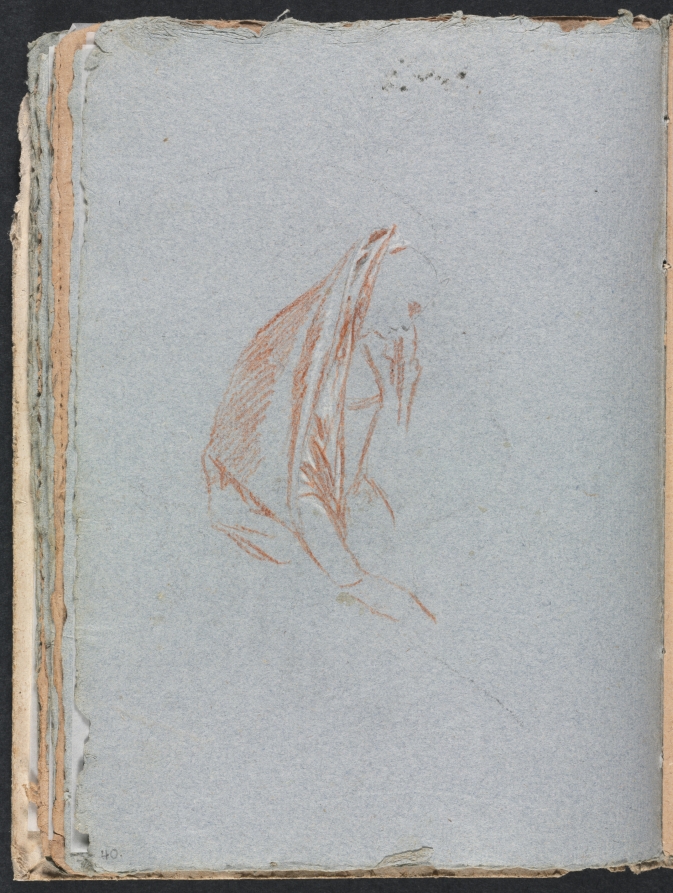 Verona Sketchbook: Female figure with cloak (page 40)