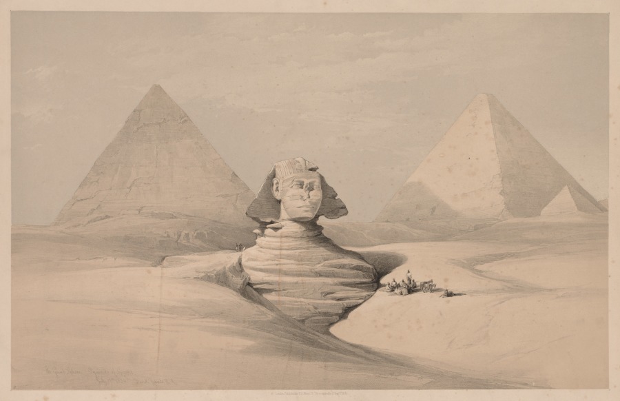 Egypt and Nubia:  Volume I - No. 18, The Great Sphinx, Pyramids of Gizeh, Front View