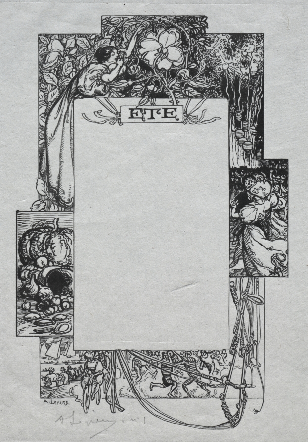 Paris Almanac, 1897:  Decorative Border, Summer