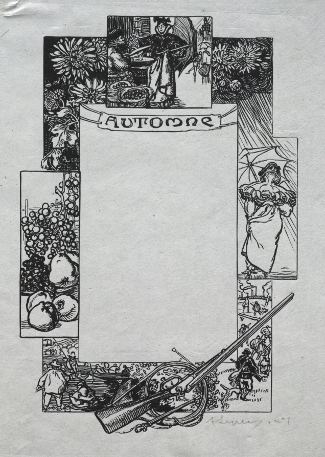 Paris Almanac, 1897:  Decorative Border, Autumn