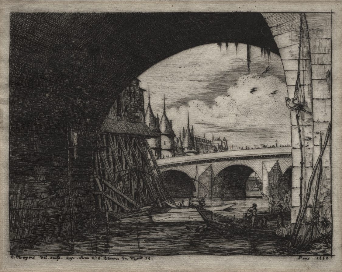Etchings of Paris:  An Arch of the Notre Dame Bridge