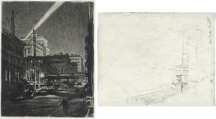 New York Night (recto) Study for New York Night (verso) 