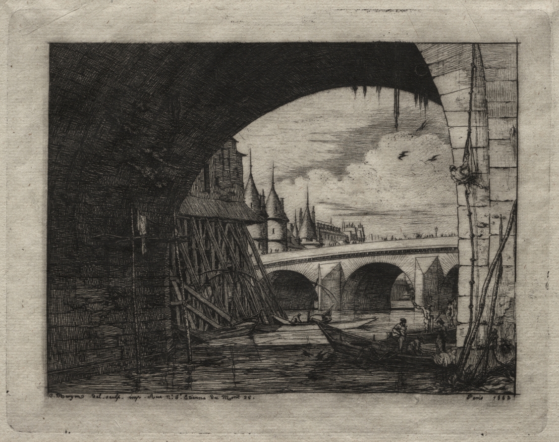 Etchings of Paris:  An Arch of the Notre Dame Bridge