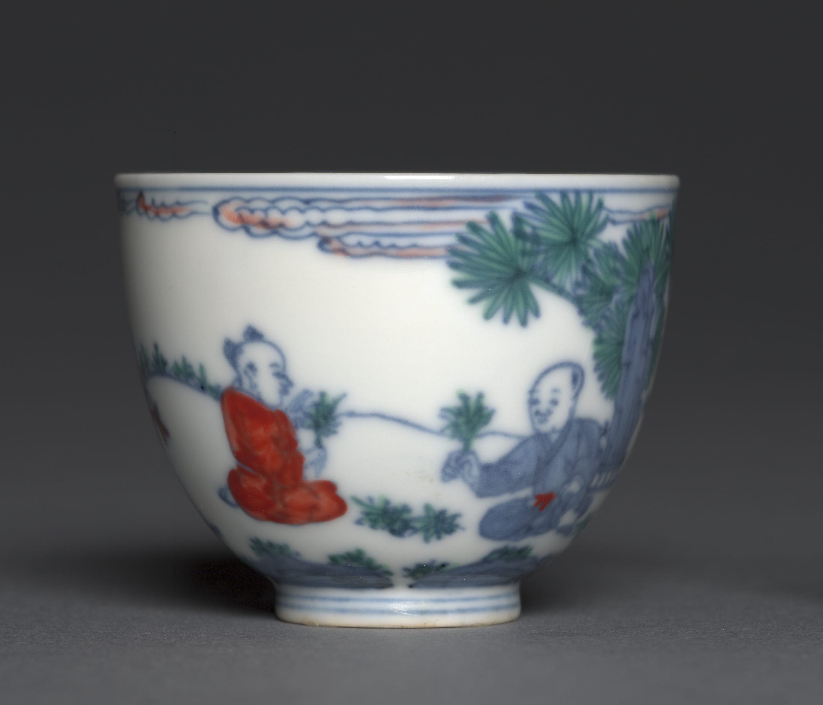 古萩　盃 古萩 盃 古萩 盃 古萩 盃 Antique Kyoyaki Blue-and-White Sake Cup