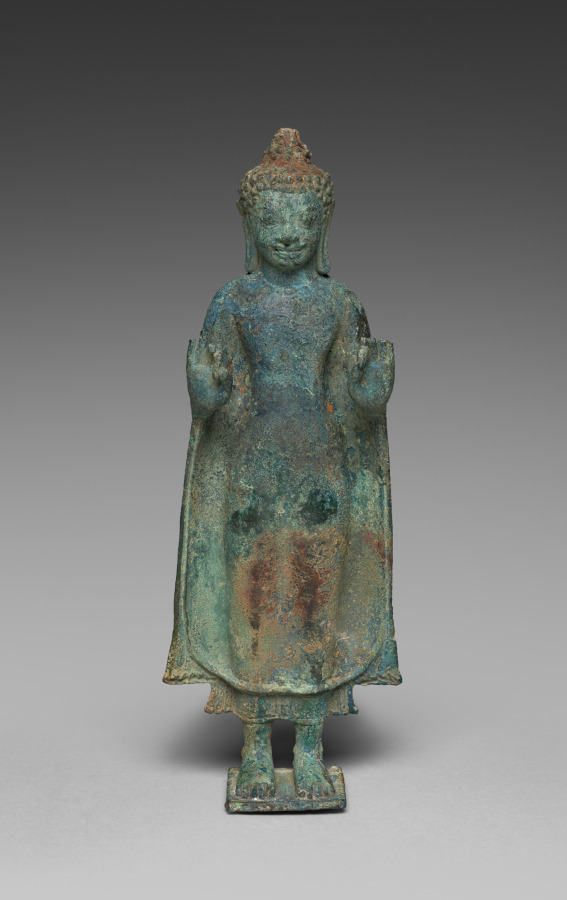 Buddha with Hands in Gesture of Teaching, Vitarka Mudra by Unknown Artist (600), bronze at Cleveland Museum of Art