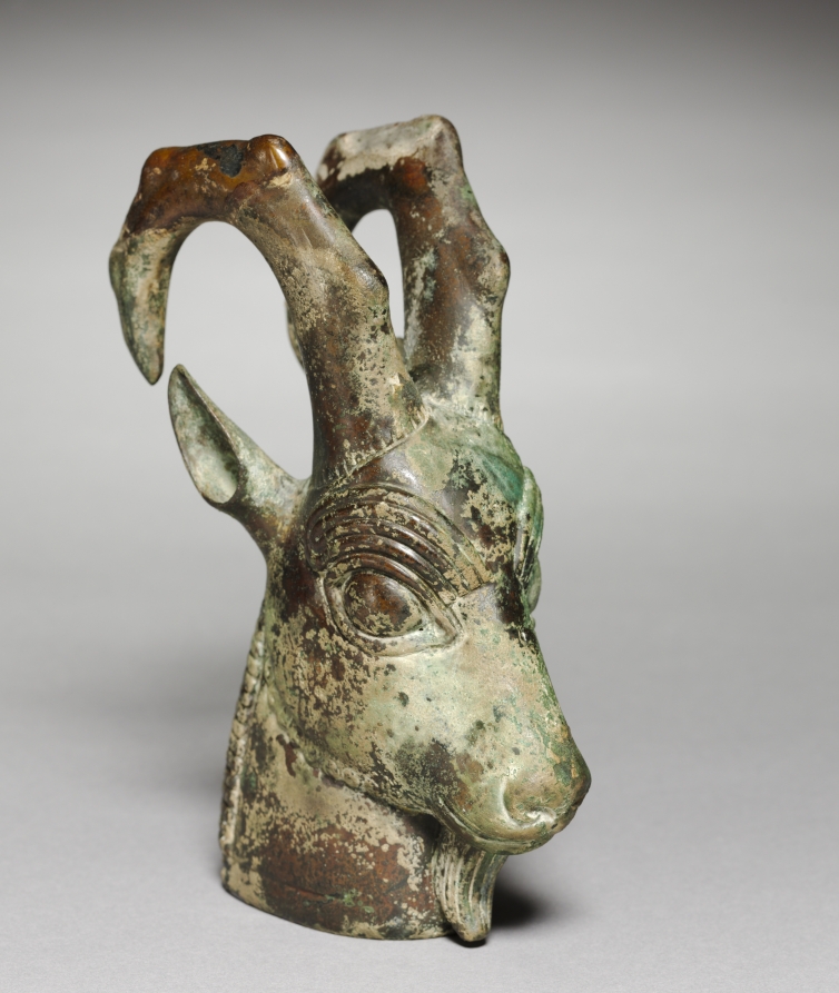 Ibex-Head Ornament by Unknown Artist (-525), bronze at Cleveland Museum of Art