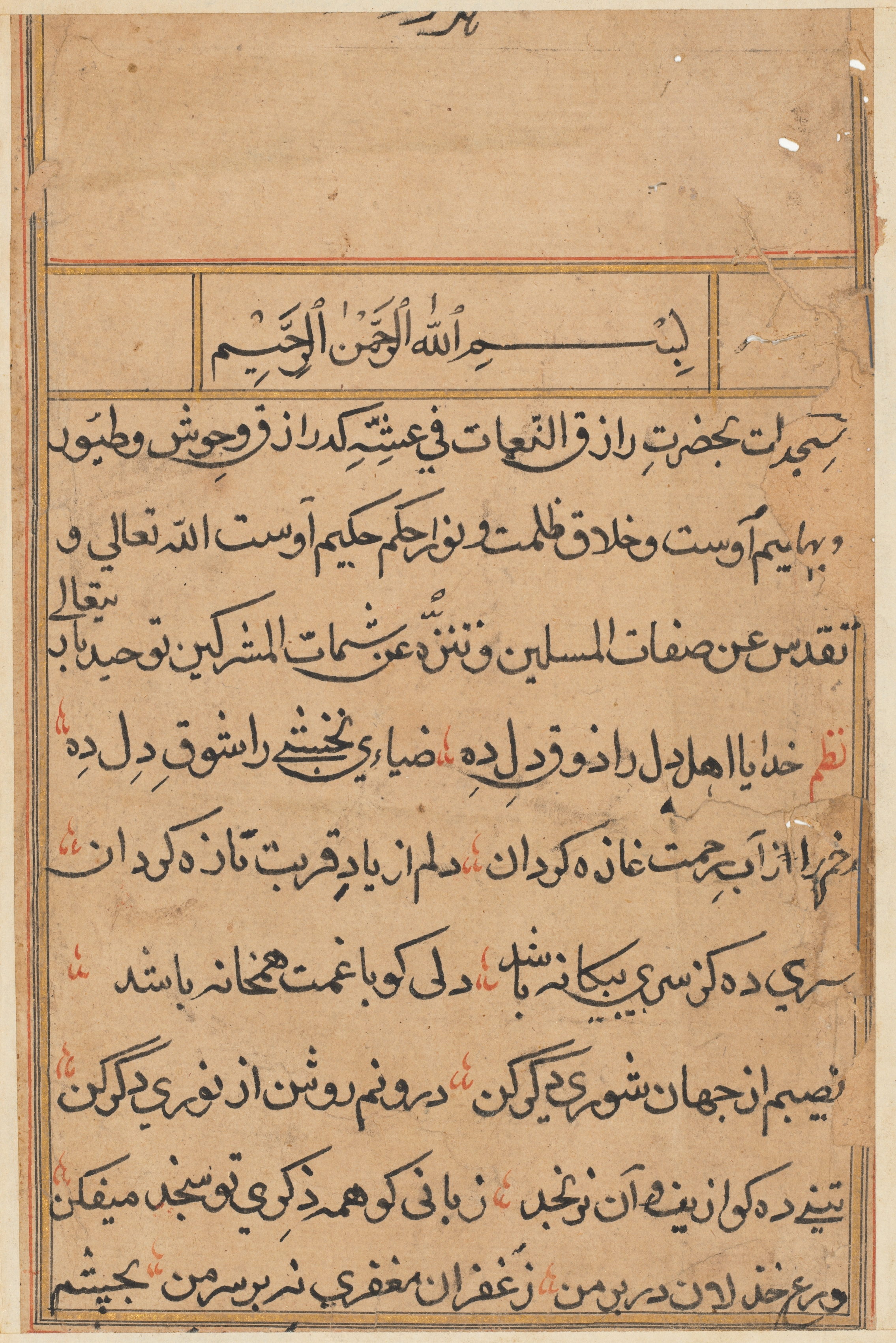 Page from Tales of a Parrot (Tuti-nama): text page