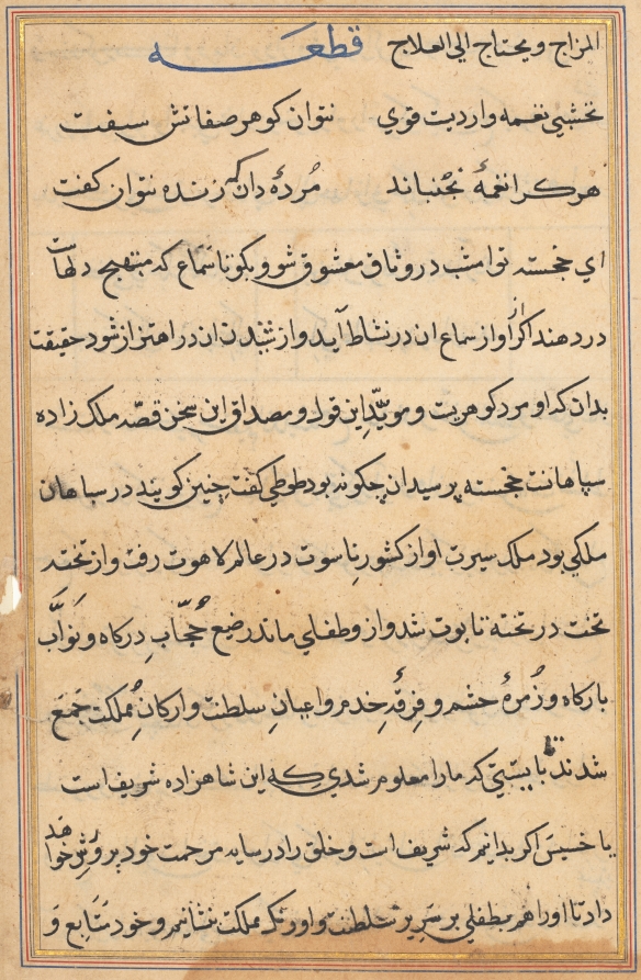 Page from Tales of a Parrot (Tuti-nama): text page
